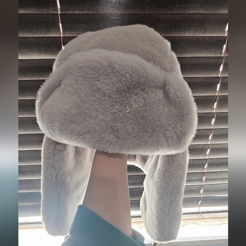 Plush Gray Winter Hat
